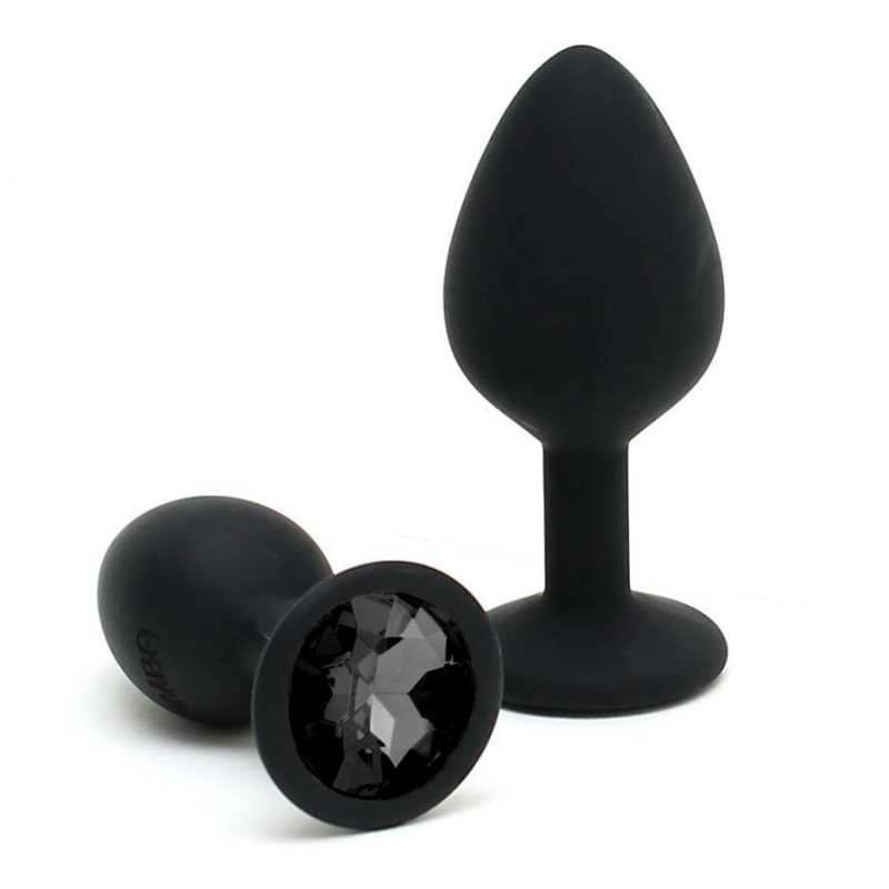 Adora Black Jewel Silicone Butt Plug - Black - Large